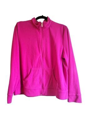 Jasmine Rose Pink Polyester Zip up Fleece Sweatshirt Womens size Large